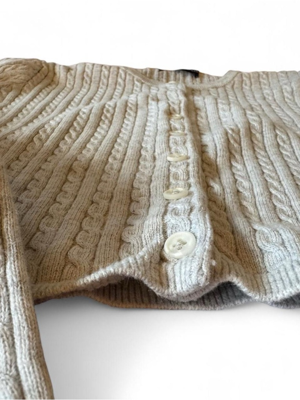 Brandy Melville Zoe Cardigan Light Gray Cable Knit Cropped XS/S - Picture 6 of 8